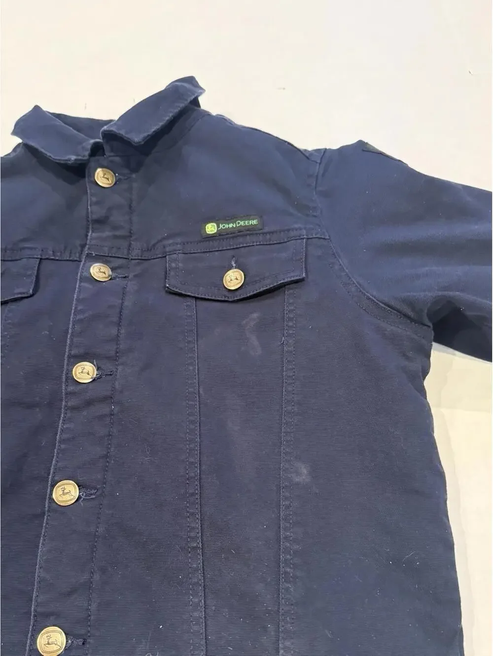 John Deere Jacket Boys Large (8-12) Blue Canvas W/ Insulated Jacket Farming
